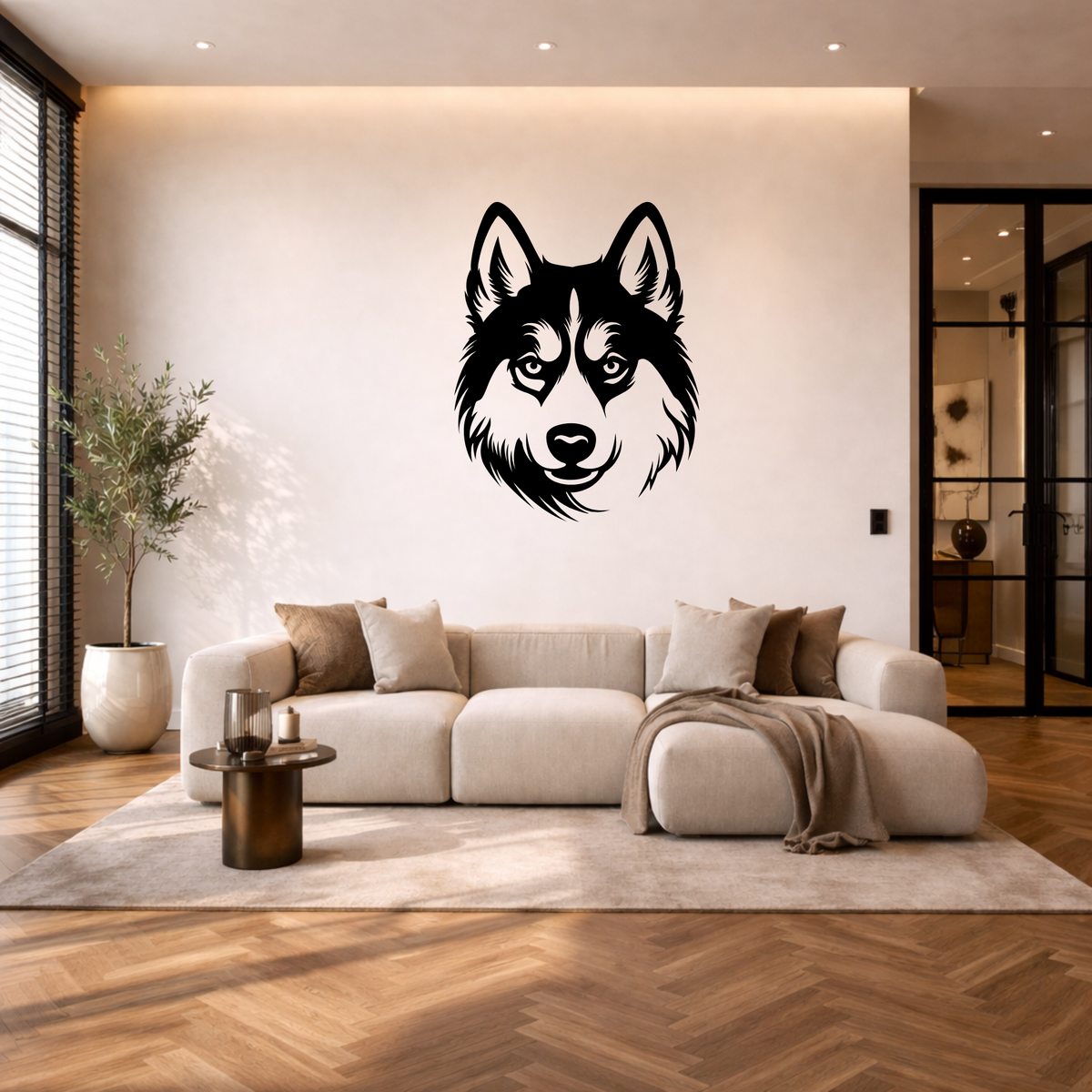 Siberische husky muurdecoratie van staal