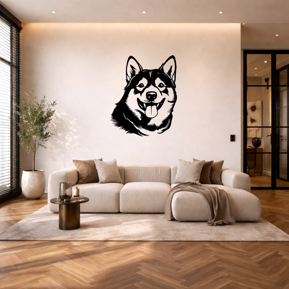 Shiba inu muurdecoratie van staal