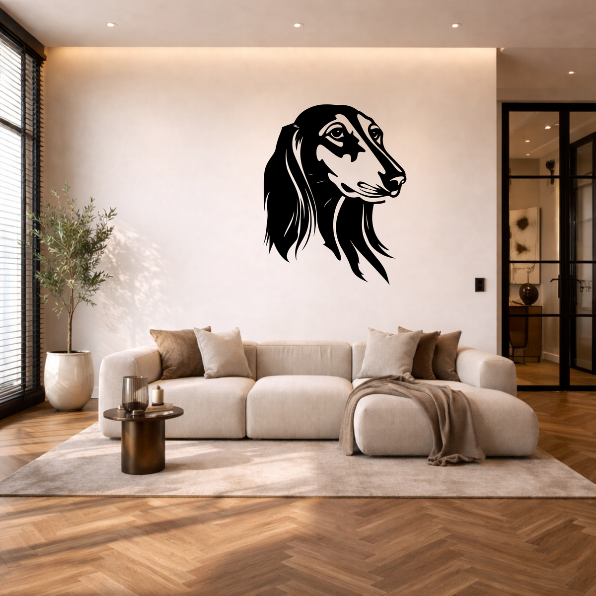 Saluki muurdecoratie van staal