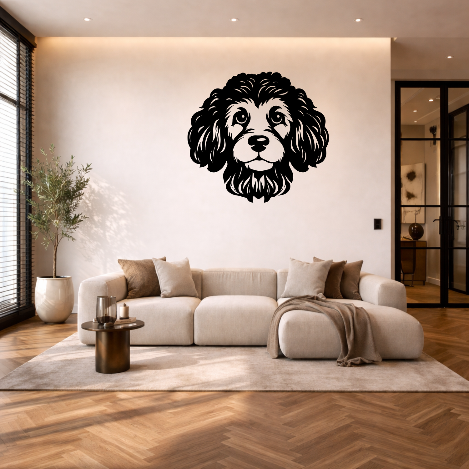 Franse poedel stalen wanddecoratie – hondenkop staal | Wand Staal