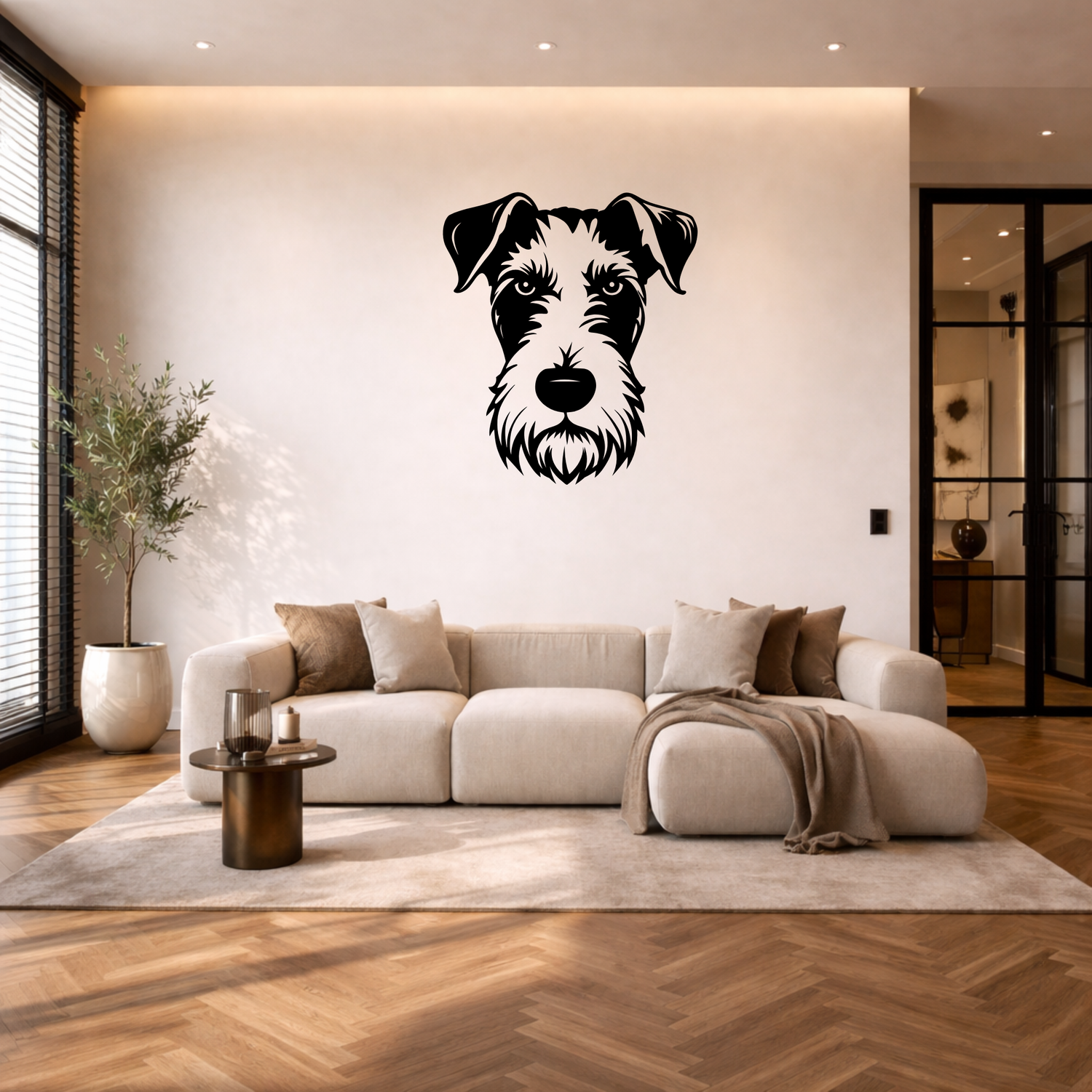 Draadharige foxterriër stalen wanddecoratie – hondenkop staal | Wand Staal