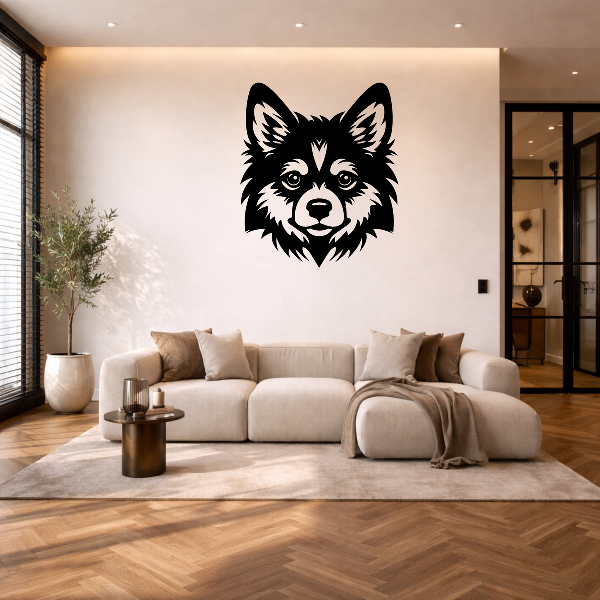 Pomsky muurdecoratie van staal
