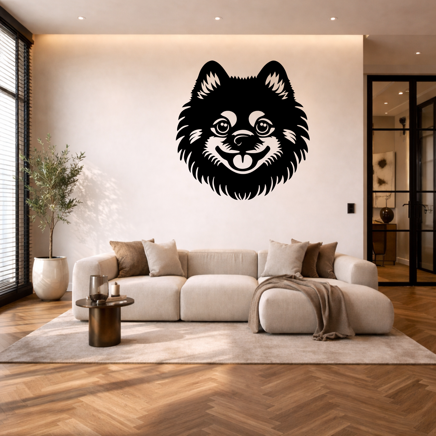 Dwergkeeshond stalen wanddecoratie – hondenkop staal | Wand Staal