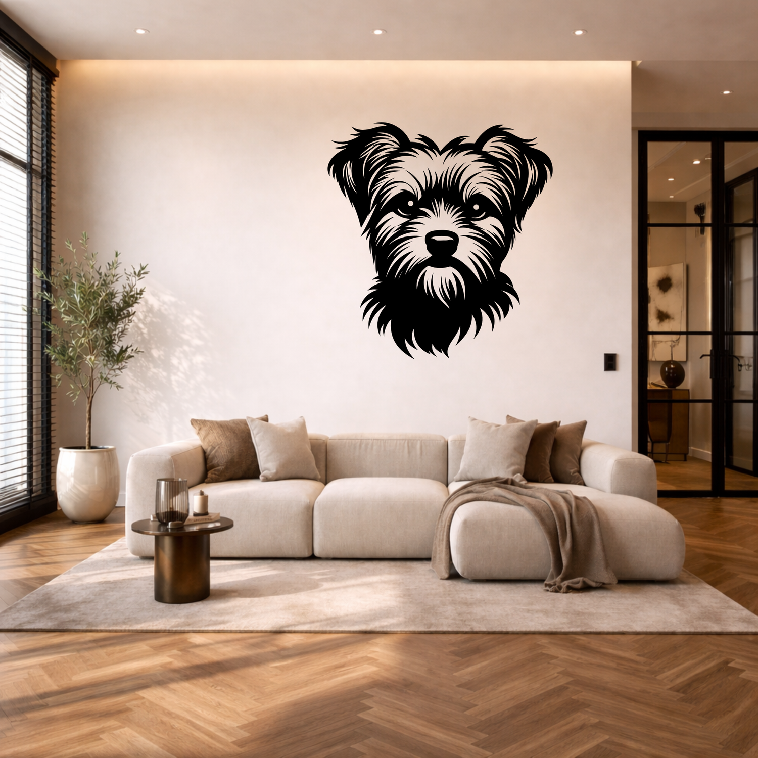 Morkie stalen wanddecoratie – hondenkop staal | Wand Staal