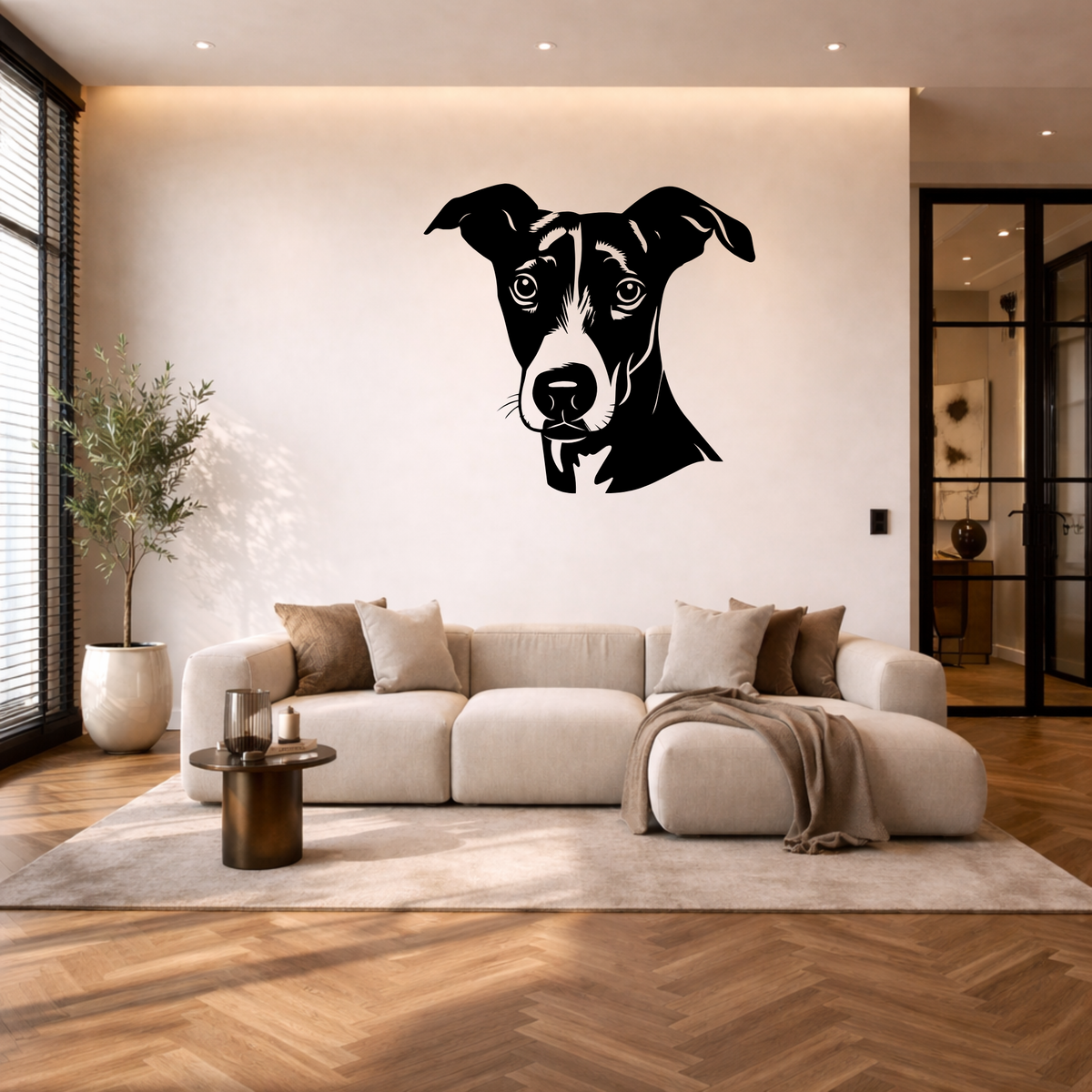 Whippet muurdecoratie van staal