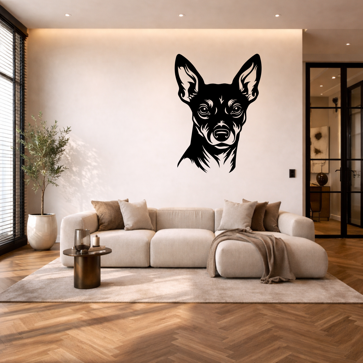 Dwergpinscher muurdecoratie van staal