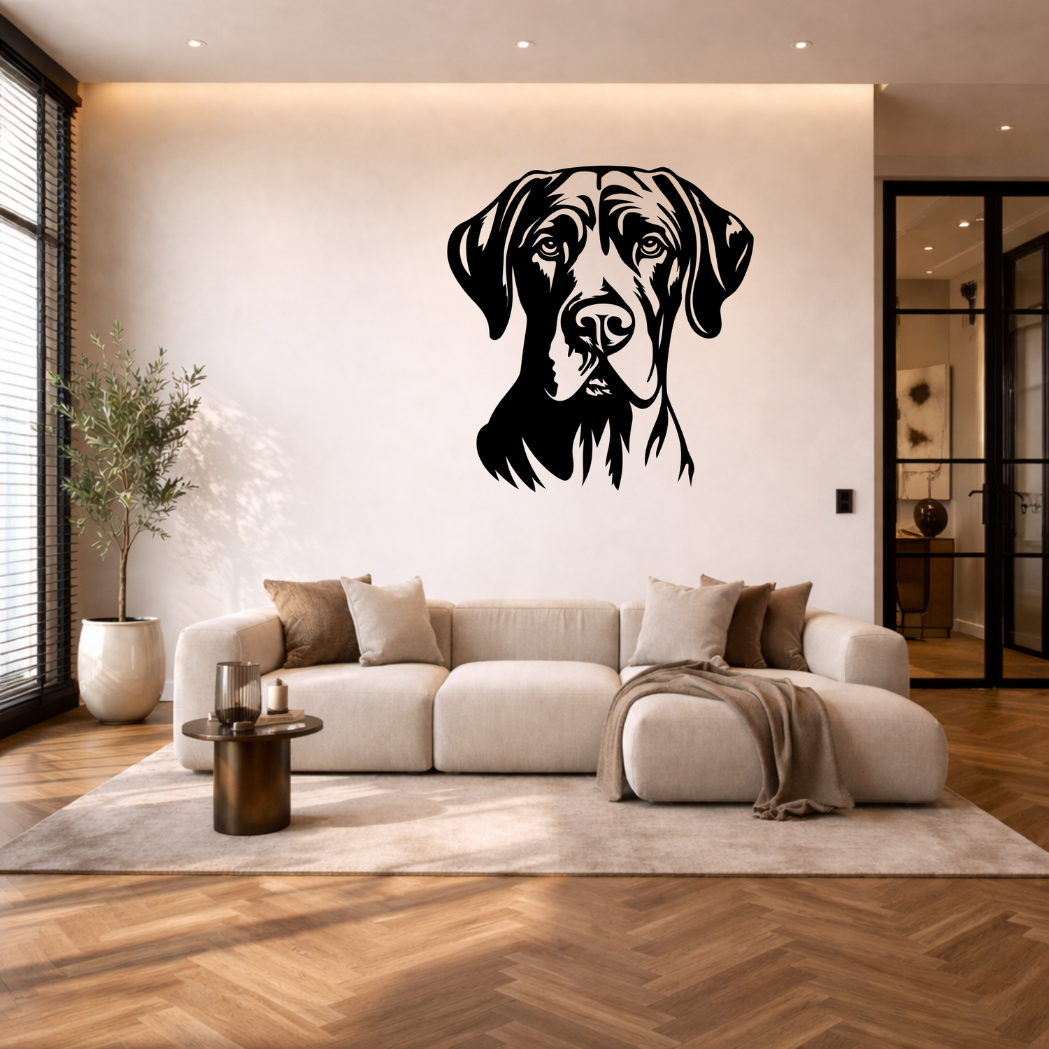 Duitse dog stalen wanddecoratie – hondenkop staal | Wand Staal