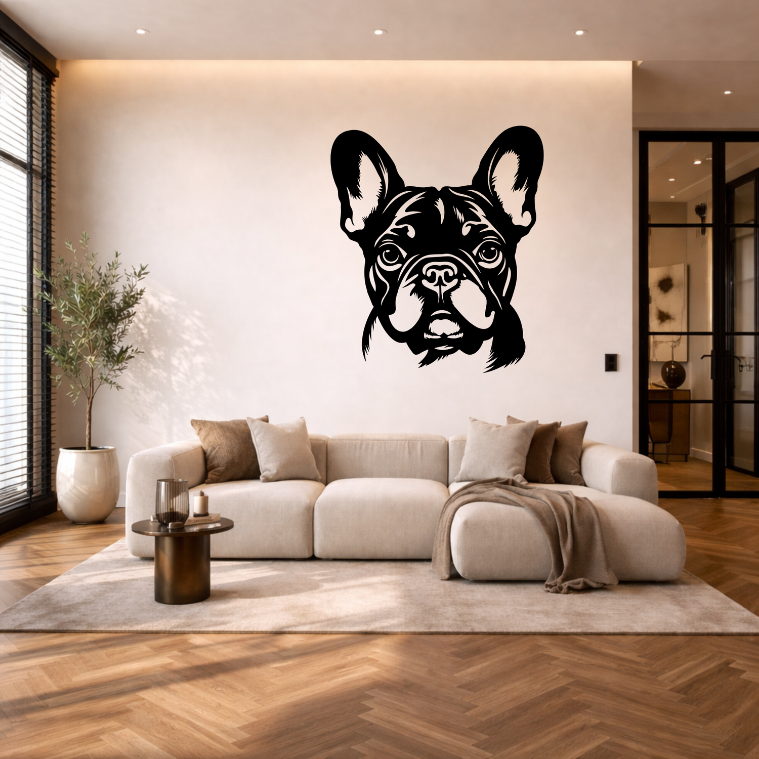 French bulldog stalen wanddecoratie – hondenkop staal | Wand Staal