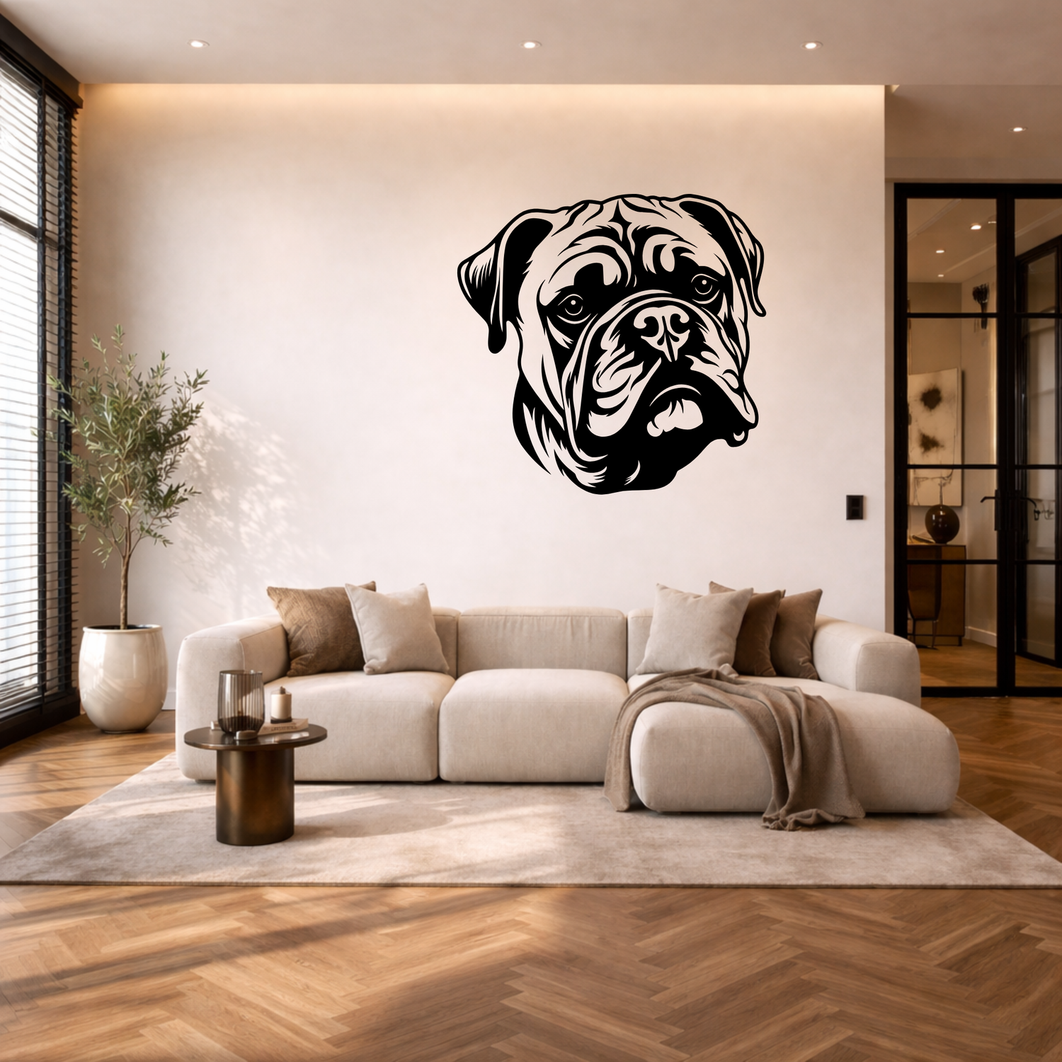 Engelse bulldog stalen wanddecoratie – hondenkop staal | Wand Staal