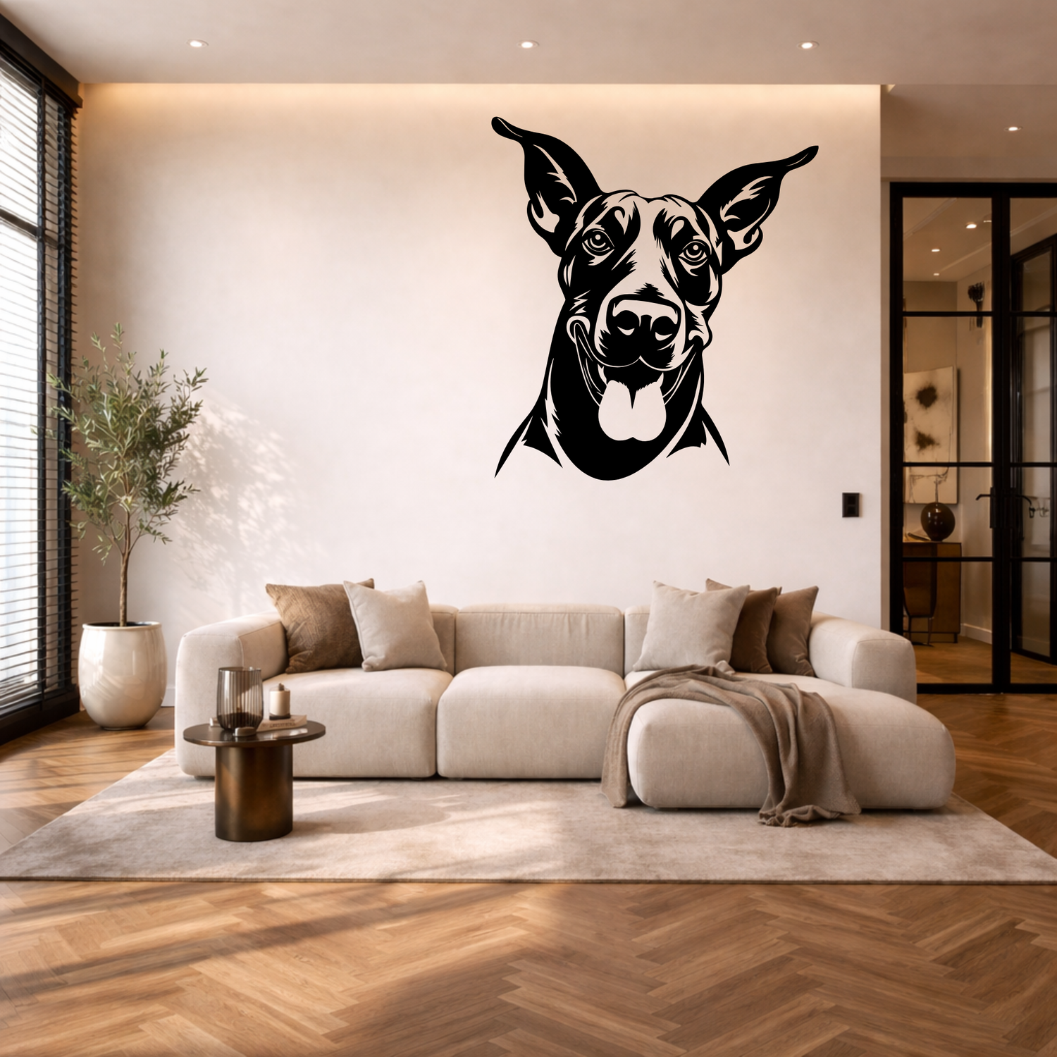 Dobermann stalen wanddecoratie – hondenkop staal | Wand Staal