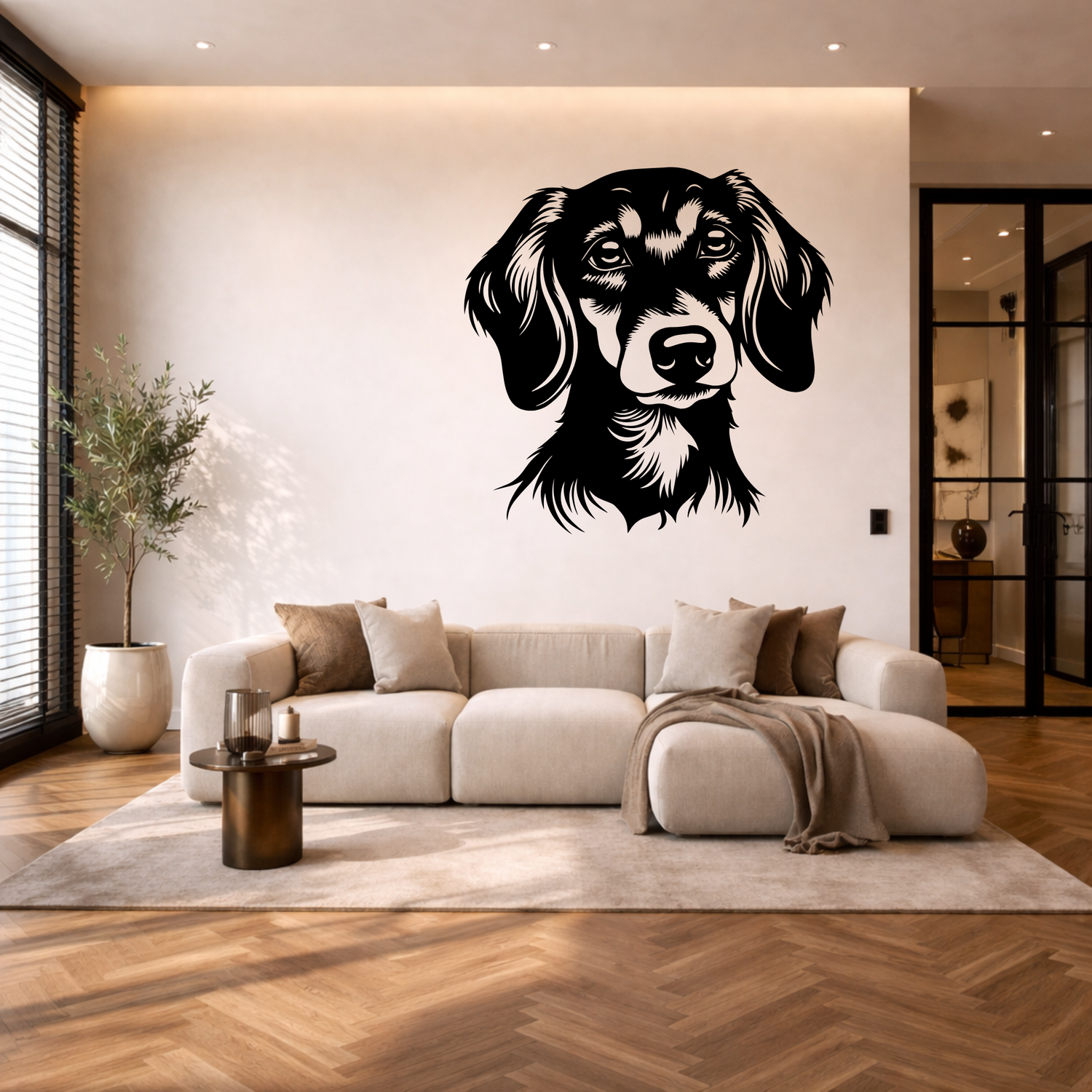 Teckel stalen wanddecoratie – hondenkop staal | Wand Staal