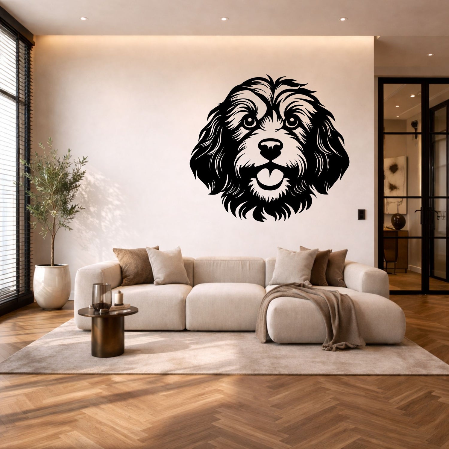 Cavapoo stalen wanddecoratie – hondenkop staal | Wand Staal