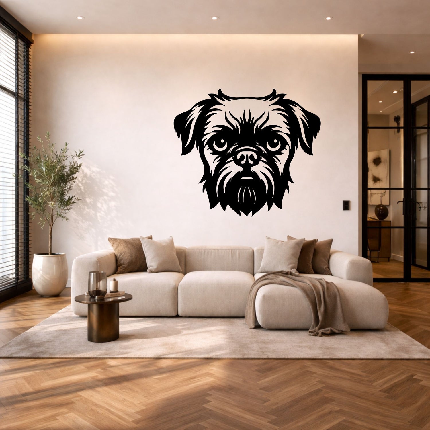 Griffon bruxellois stalen wanddecoratie – hondenkop staal | Wand Staal