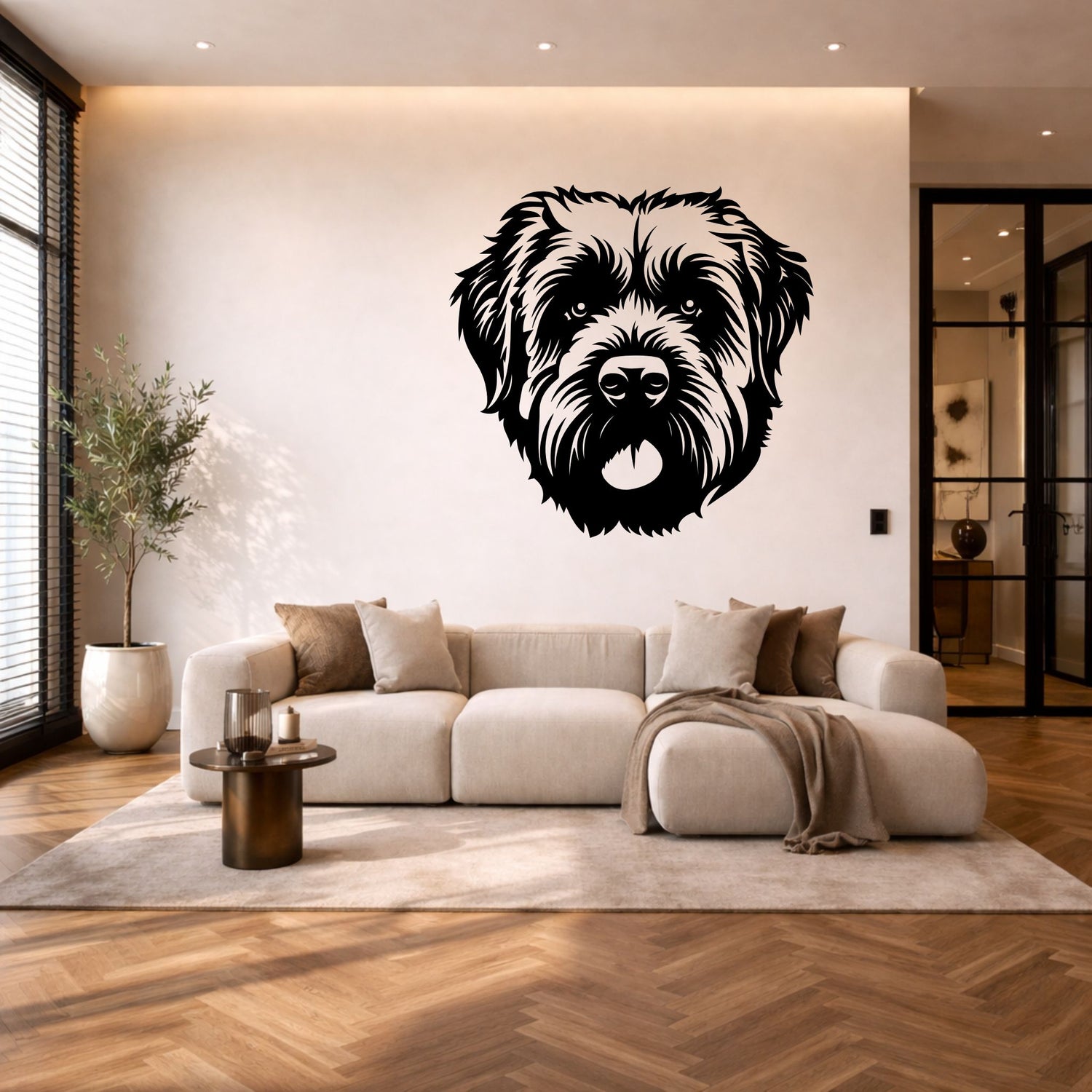 Bouvier des Flandres stalen wanddecoratie – hondenkop staal | Wand Staal