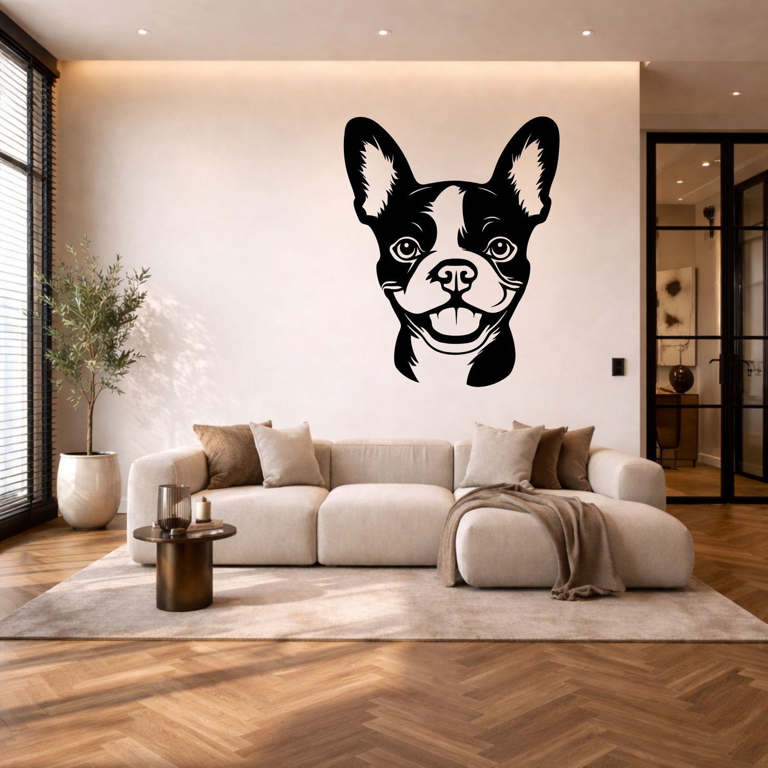 Bostonterriër stalen wanddecoratie – hondenkop staal | Wand Staal