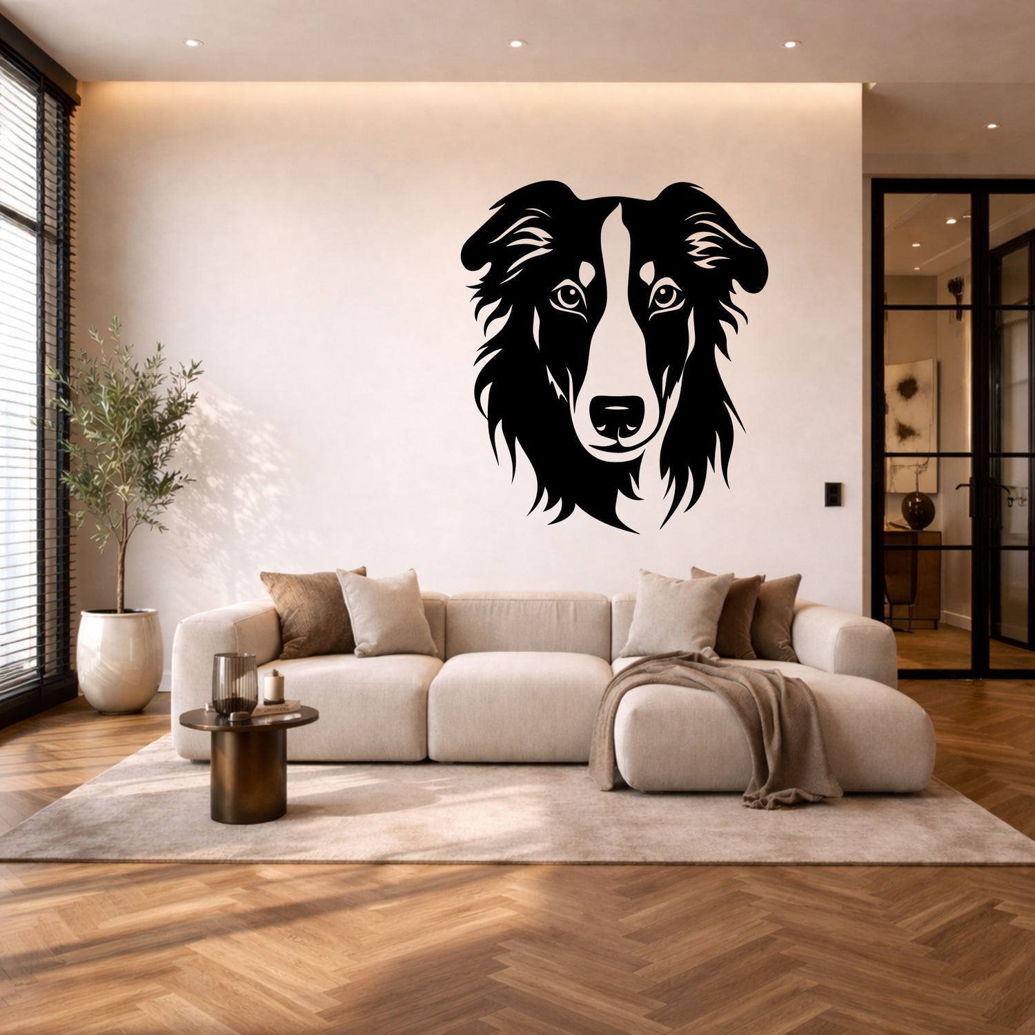Barzoi stalen wanddecoratie – hondenkop staal | Wand Staal
