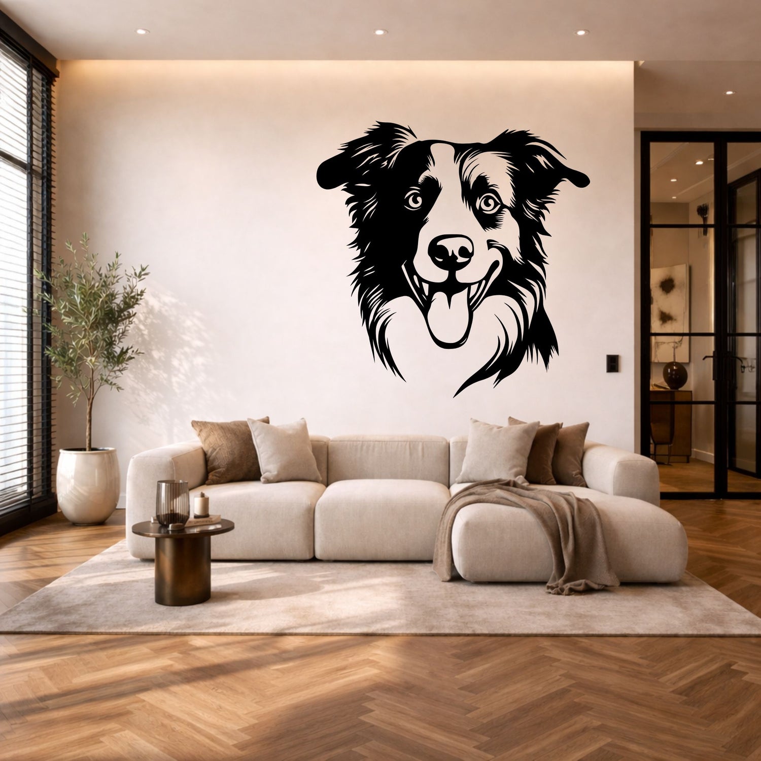 Border collie stalen wanddecoratie – hondenkop staal | Wand Staal.