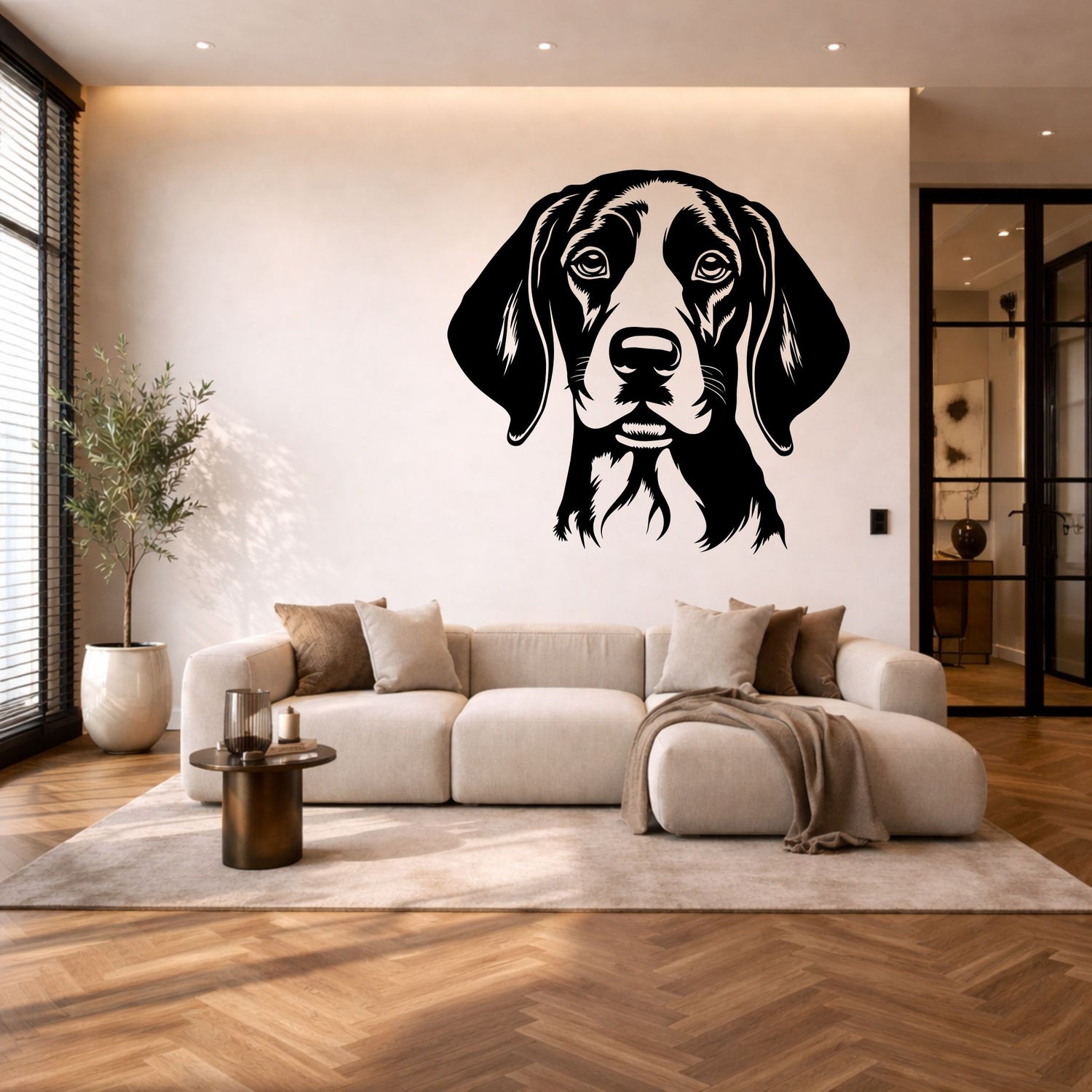 Bluetick Coonhound stalen wanddecoratie – hondenkop staal | Wand Staal