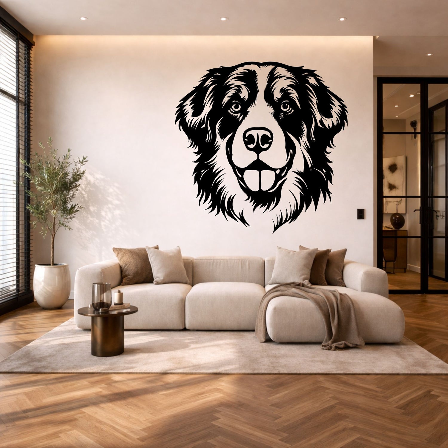Berner sennenhond stalen wanddecoratie – hondenkop staal | Wand Staal