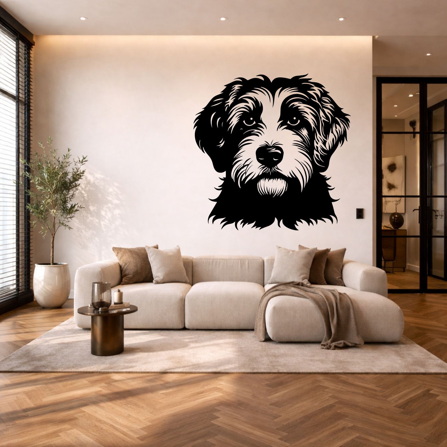 Aussie doodle stalen wanddecoratie – hondenkop staal | Wand Staal