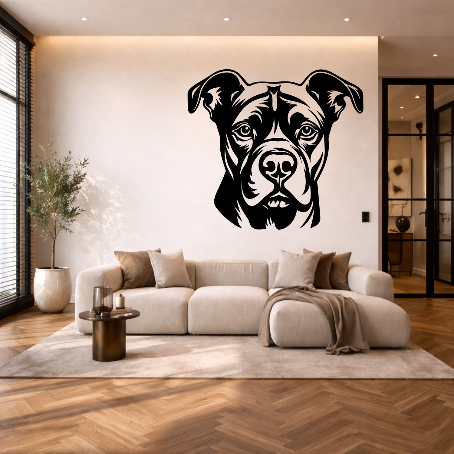 Amerikaanse Pitbull terriër stalen wanddecoratie – hondenkop staal | Wand Staal