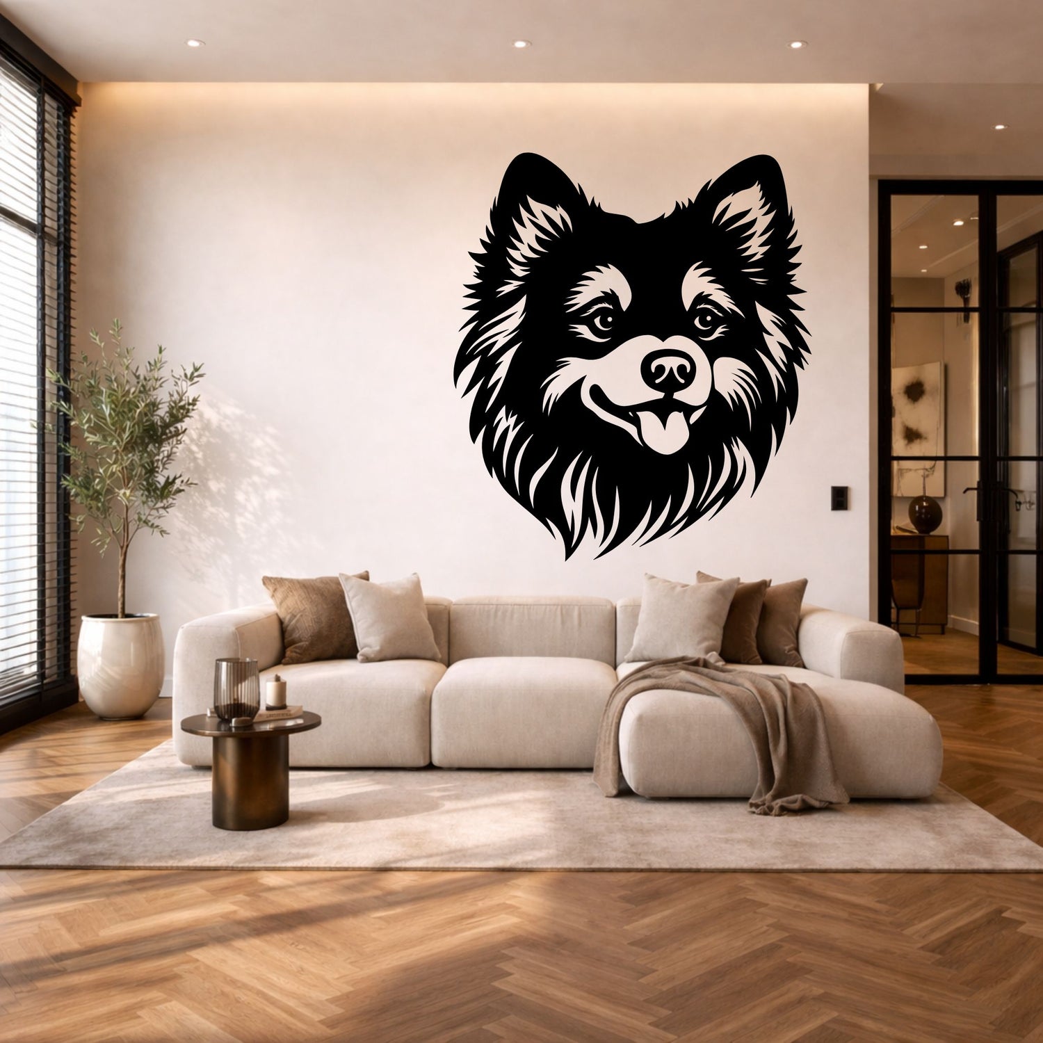 Amerikaanse Eskimo Dog stalen wanddecoratie – hondenkop staal | Wand Staal