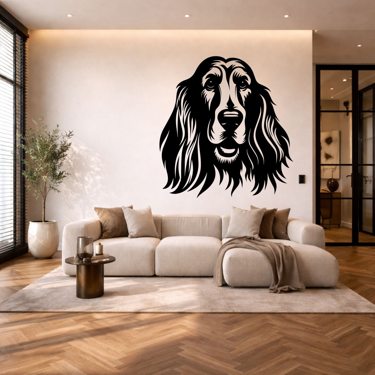 Afghaanse windhond stalen wanddecoratie – hondenkop staal | Wand Staal