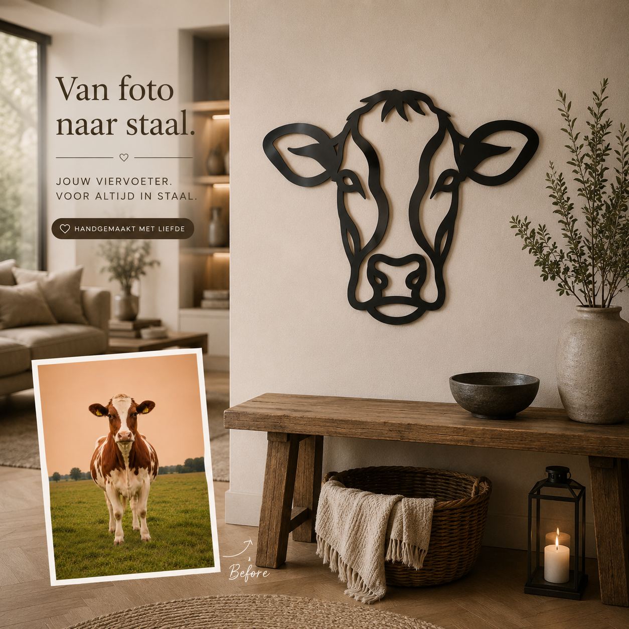 Gepersonaliseerde koe Wanddecoratie van Staal