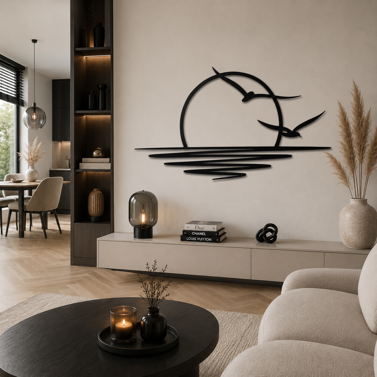 Meeuwen met zon wanddecoratie – Dieren staal | Wand Staal