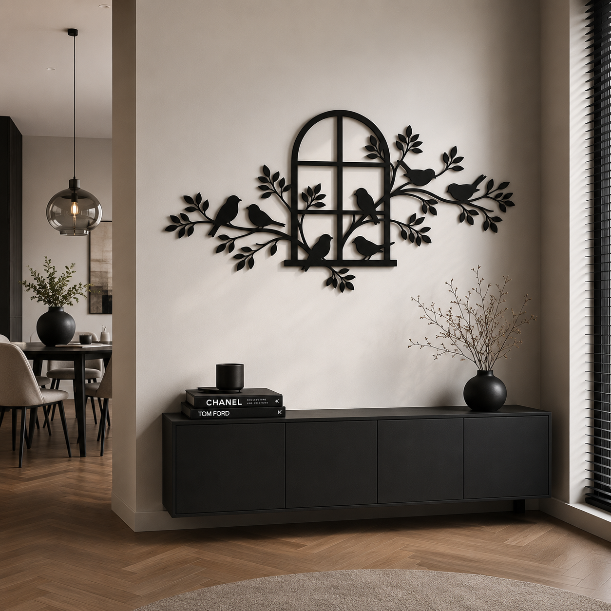 Vogels op tak wanddecoratie – | Wand Staal