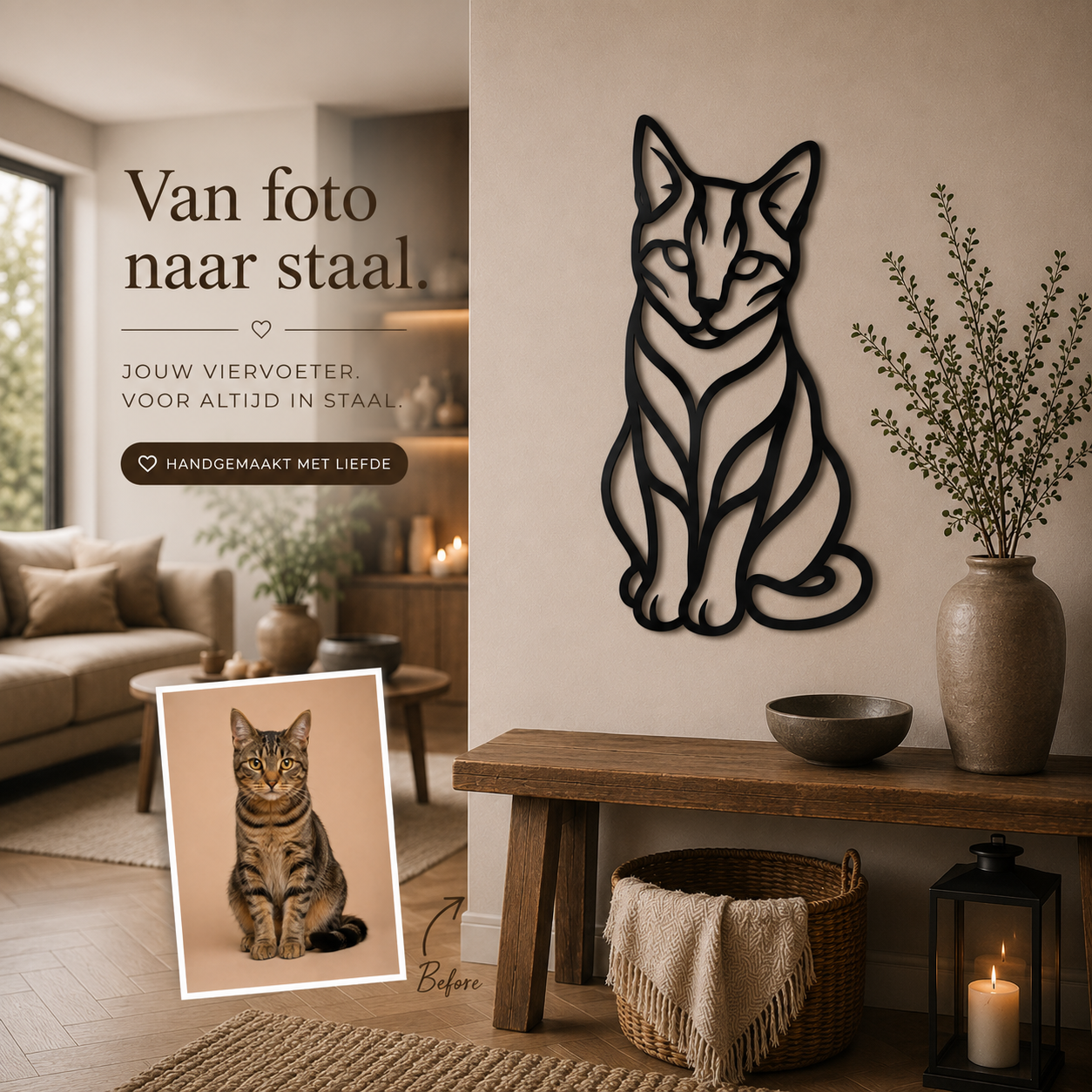 Gepersonaliseerde kat Wanddecoratie van Staal