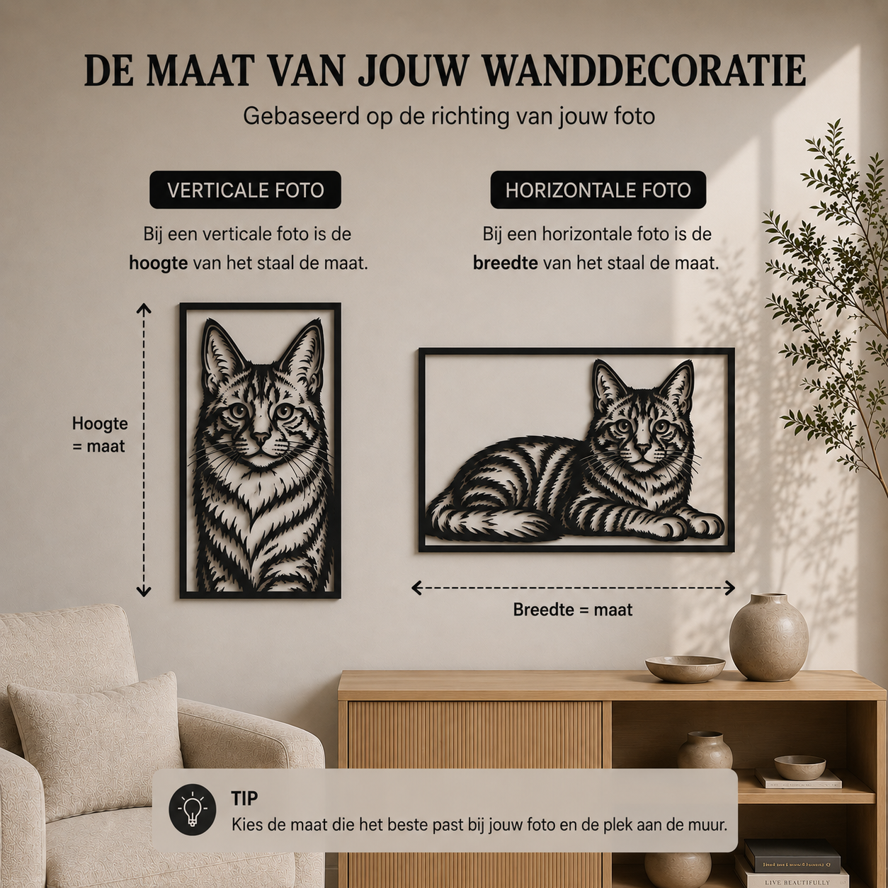 Gepersonaliseerde kat Wanddecoratie van Staal