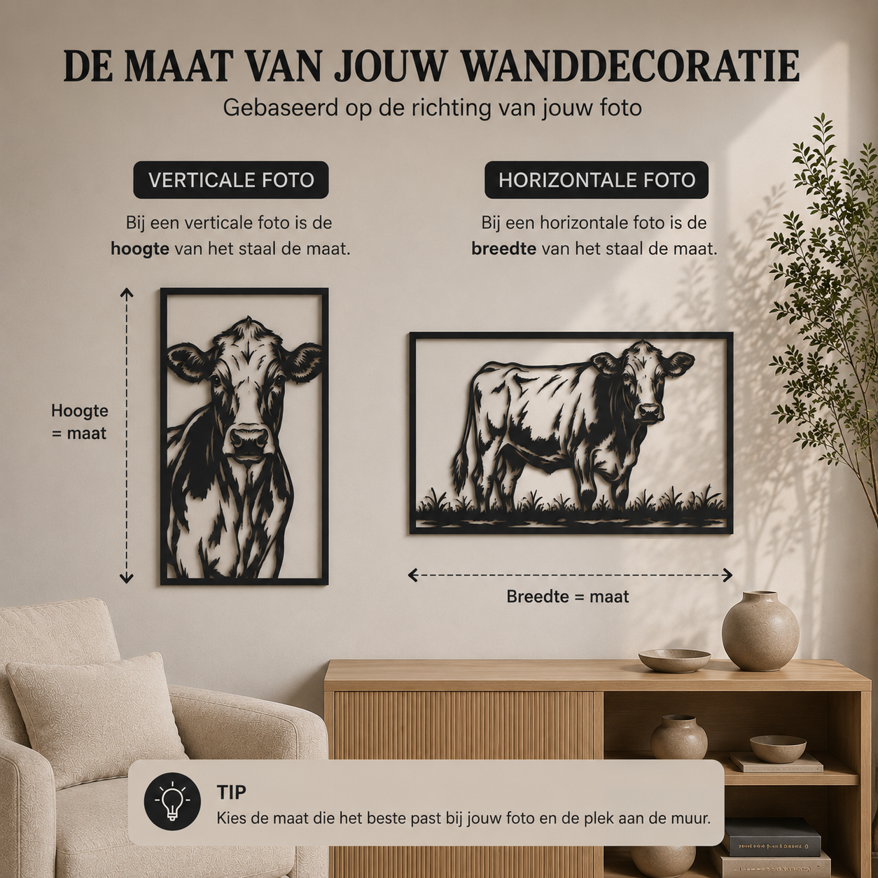 Gepersonaliseerde koe Wanddecoratie van Staal