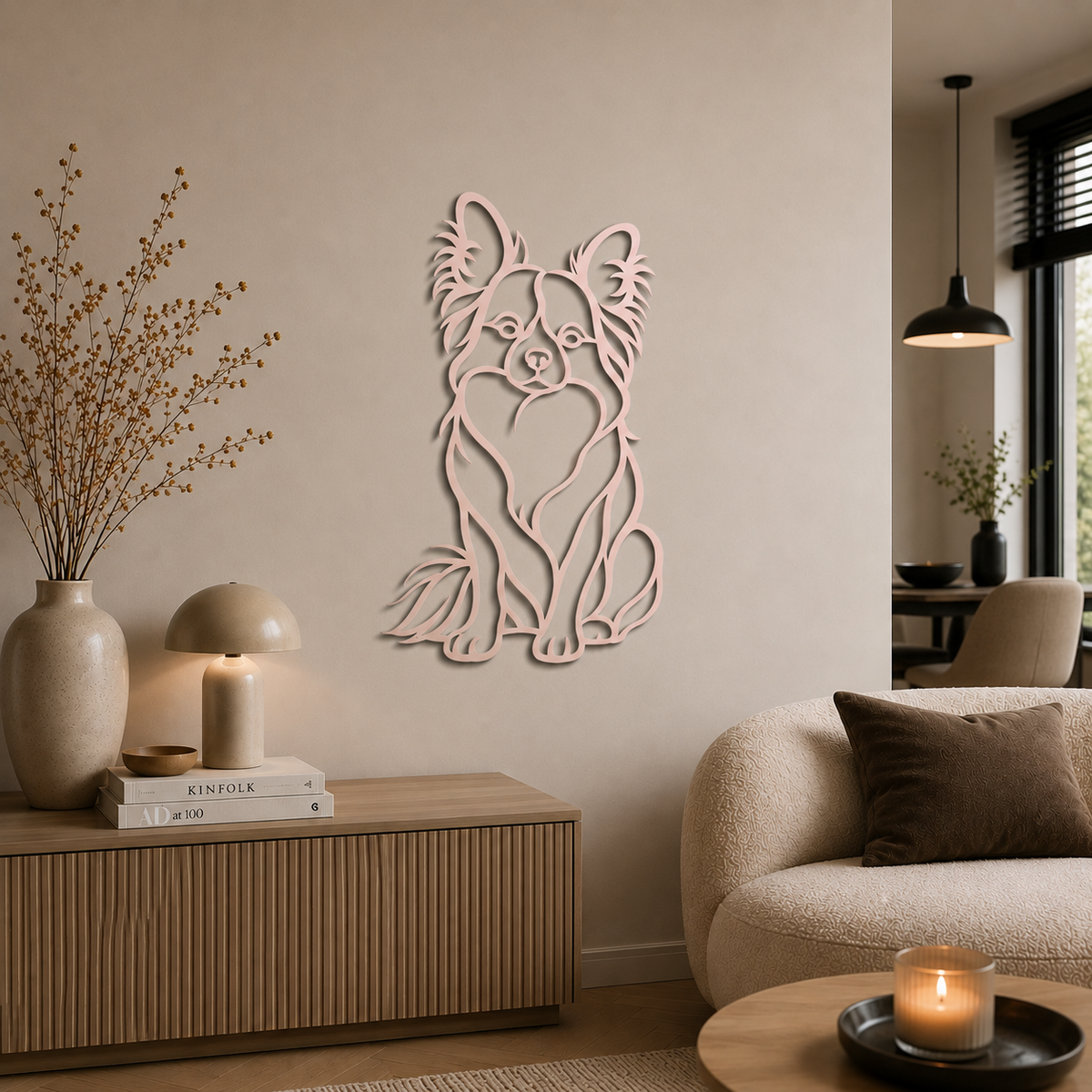 Gepersonaliseerde muurdecoratie van staal in de kleur roze, gemaakt van een eigen foto