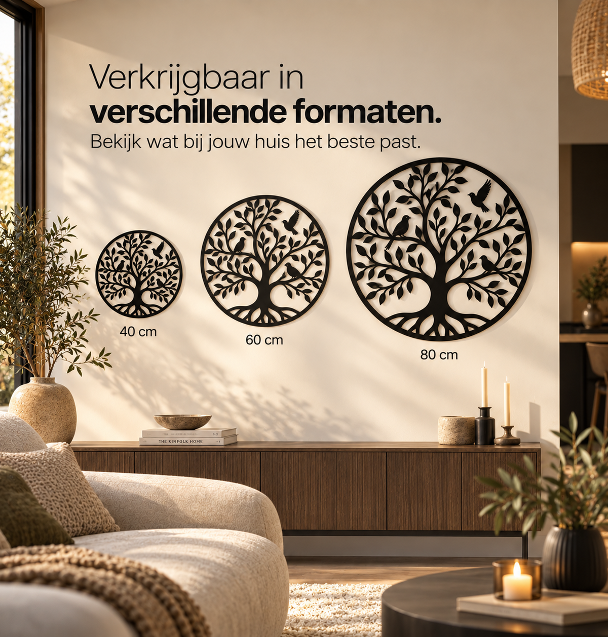 Levensboom met vogels muurdecoratie van staal