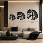 Paardenkop muurdecoratie van staal in de maten 40, 60 en 80 cm