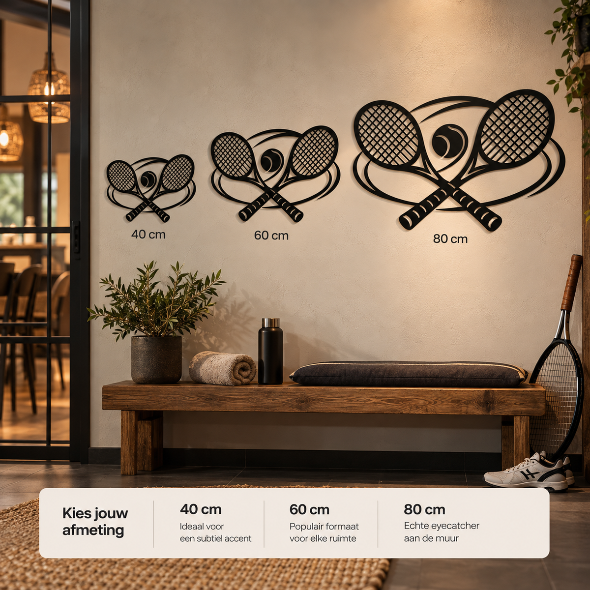 Tennis muurdecoratie van staal