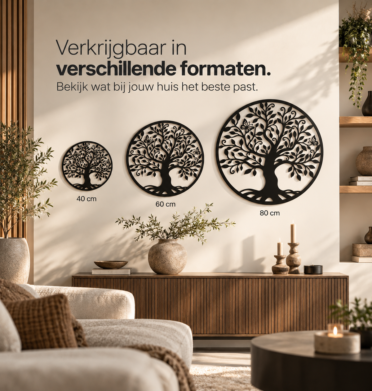 Levensboom met vlinders muurdecoratie van staal