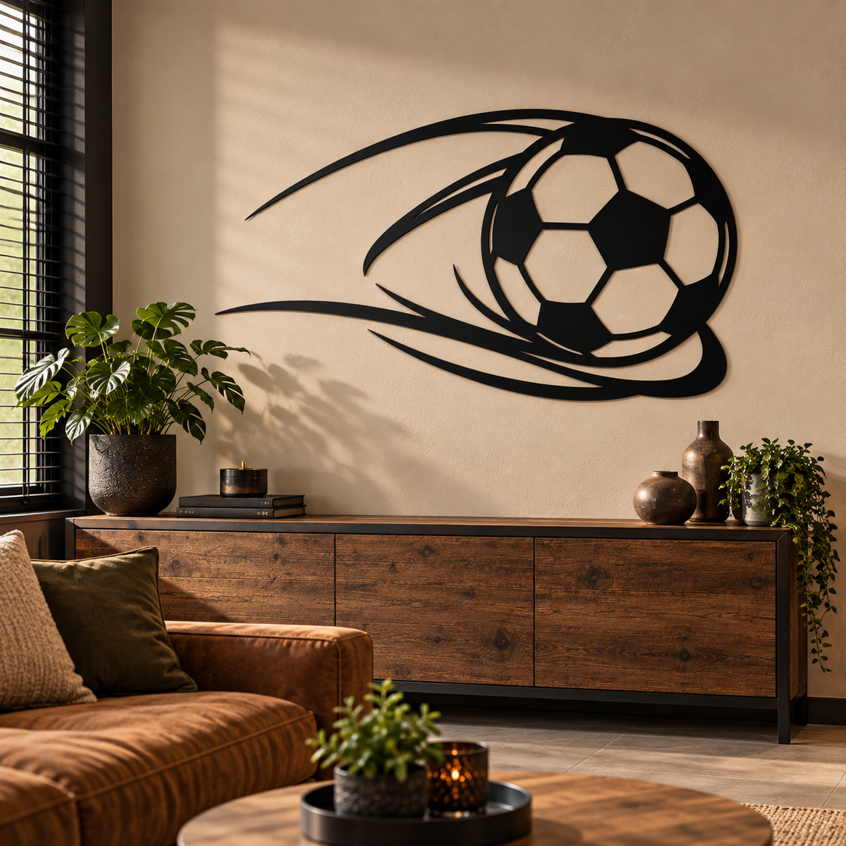 Voetbal muurdecoratie van staal