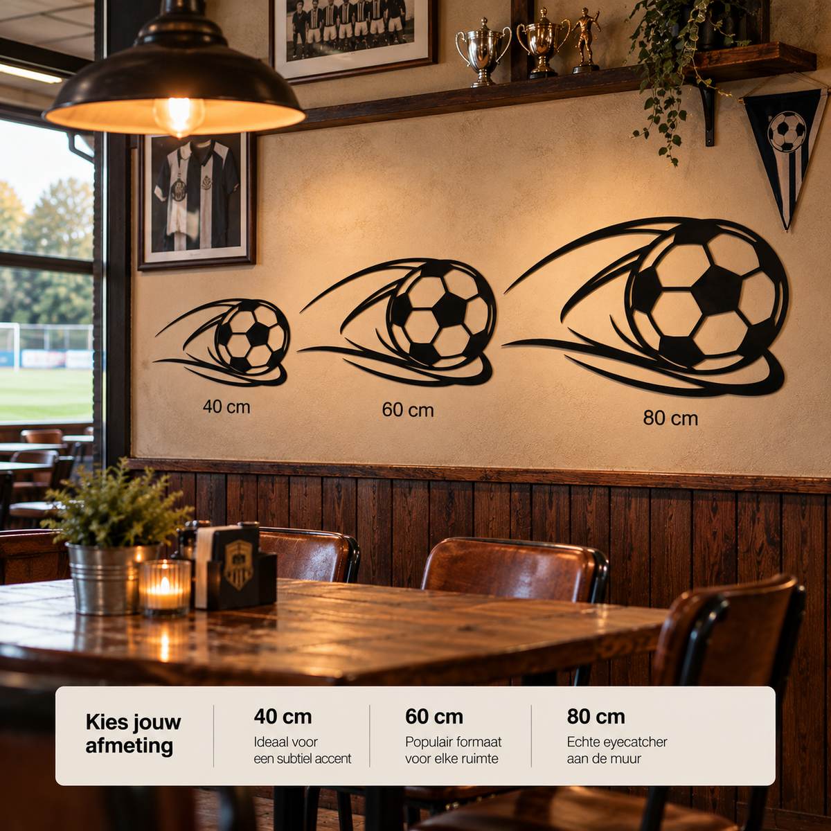 Voetbal muurdecoratie van staal