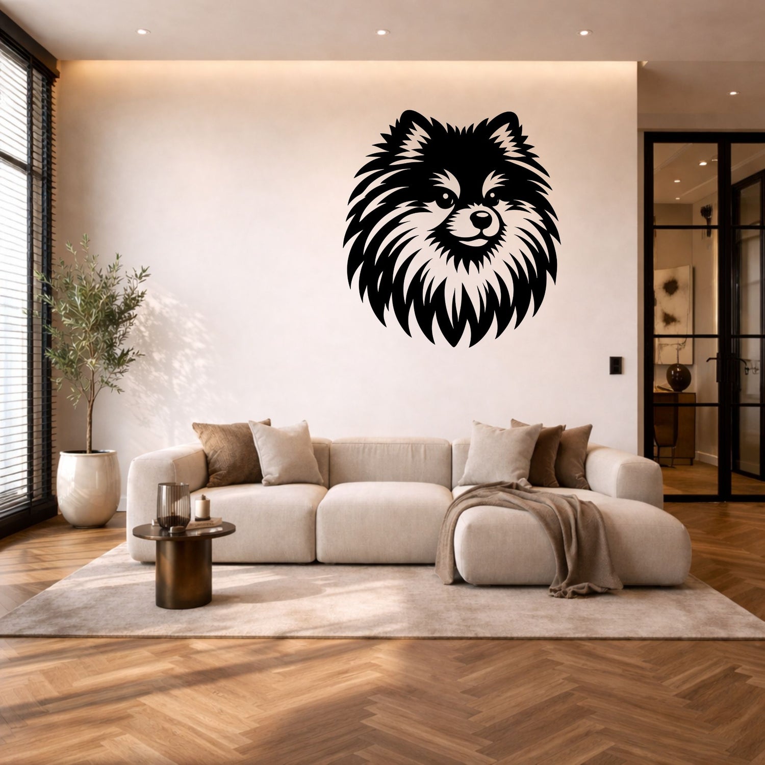 Dwergkeeshond stalen wanddecoratie – hondenkop staal | Wand Staal